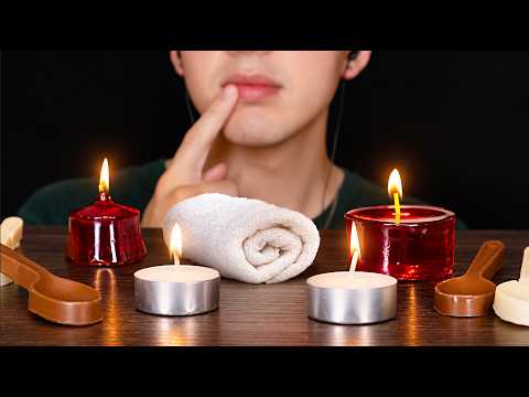 ASMR EATING CANDLES, TOWEL & SPOONS (ASMR Edible Mukbang) Warning: Mouth Sounds [No talking]