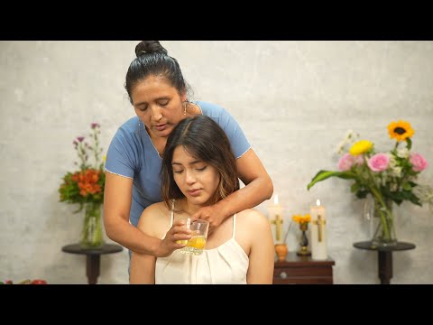 Masaje ASMR de Doña Esperanza sonidos suaves y susurros, elementos naturales para dormir y relajar