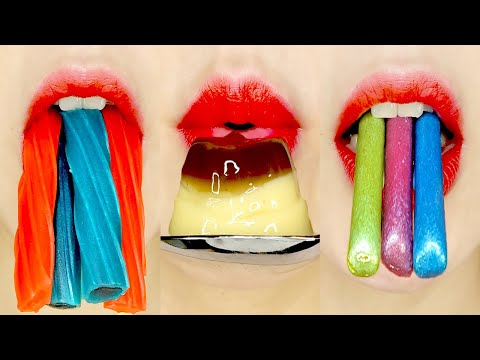 asmr Emoji Food 🪇🐉🍮🧊🍉🫐🍓💐🌽🍃 이모지 먹방 Mukbang Eating Sounds