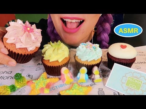 ASMR CUPCAKES, GUMMY CANDIES. ALOHA CONFECTIONERY | 하와이 맛집 컵케이크, 귀여운 젤리 리얼사운드 | CURIE. ASMR