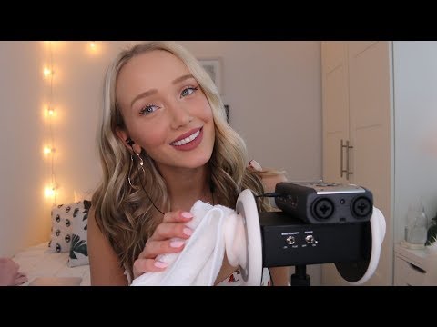 ASMR Whispered Binaural Ear Play! (3dio blowing, cleaning, mic brushing, ear cupping) | GwenGwiz