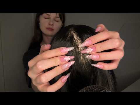 Relaxing Hair Parting, Scratching, Plucking and Massage (No Talking) [ASMR] with Rain Sounds