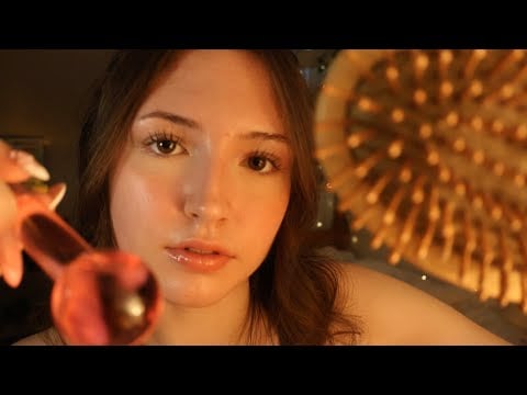 ASMR taking care of you after the beach (personal attention, hair brushing, skincare etc.)