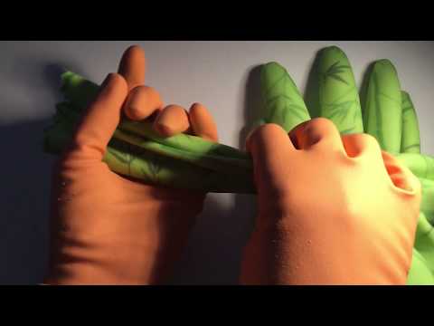 Rubber💚 GLOVES💚 Spontex LAYERING size S & 6-61/2 [[ASMR]]