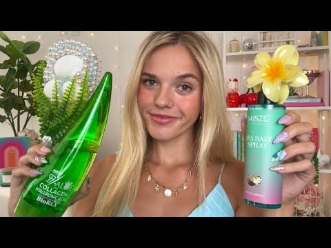 ASMR Pampering You After The Beach ˖°🌊𓇼🐚 (aloe vera gel, sea salt spray, haircare, etc)
