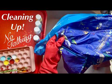 ASMR Cleaning Up! (No Talking) Will This Paint Come Out? Scrubbing & Scouring~Soap & Water~Request!