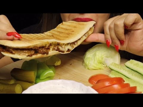 ASMR CHEESY BEEF GRILLED SANDWICH VEGGIES MUKBANG no talking CREMA ASMR #asmr #mukbang #beefsandwich