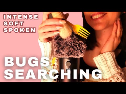 ASMR - Tingly BUGS SEARCHING SOFT SPOKEN | fast FLUFFY cover scratching, plucking, fork, brush...