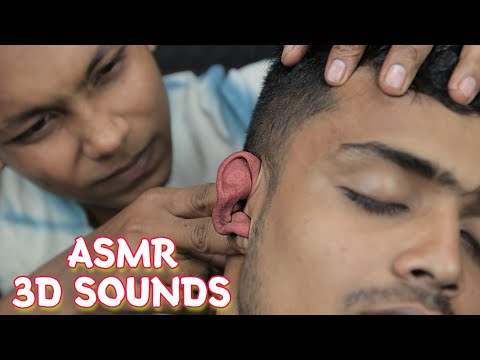 Ear Massage 3d Sound ASMR and Forehead Tapping with cracking |  3d asmr sound