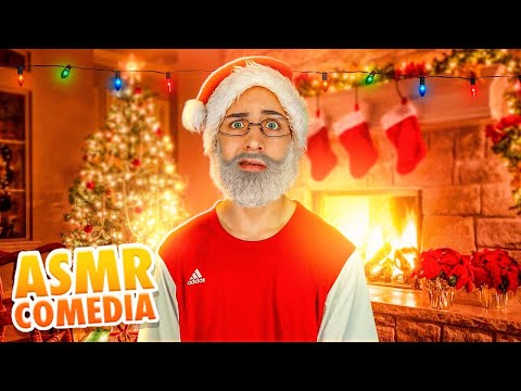 ASMR COMÉDIA NATAL – PAPAI NOEL MALUCO te entregando presentes e coisas natalinas