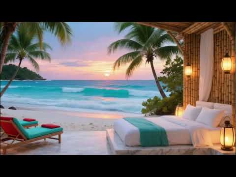 Relaxing Sounds of Ocean Waves Ambience Cozy Sunset for Relaxation, Sleeping, Studying