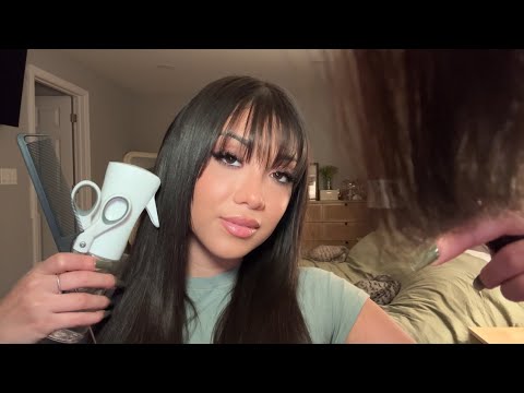 ASMR| Bestie Does Your Hair & Cuts Your Bangs 💇‍♀️