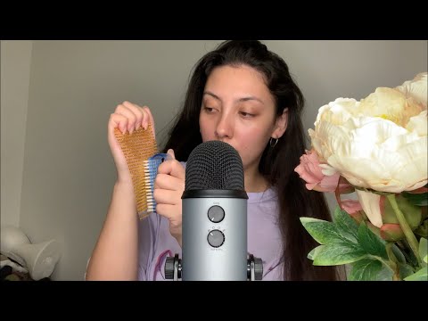 ASMR Textured Scratching On Random Items (Rhinestones, Fake Flowers, Remote, Makeup&Bag) | Whispered