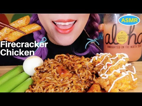 ASMR FIRECRACKER CHICKEN+FIRE BLACKBEAN NOODLE EATING SOUND |짜장 불닭+파이어크래커 치킨 리얼사운드 먹방 |CURIE.ASMR