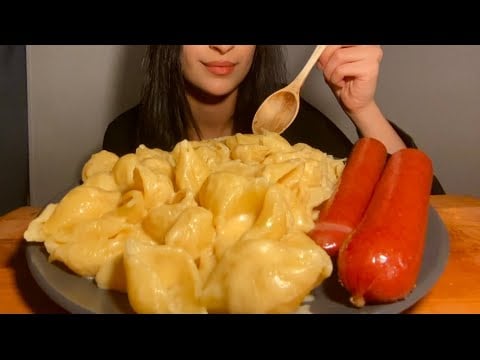 Creamy Mac & Cheese + Spicy Beef Sausage Mukbang ASMR | no talking | 🧀 파스타 먹방