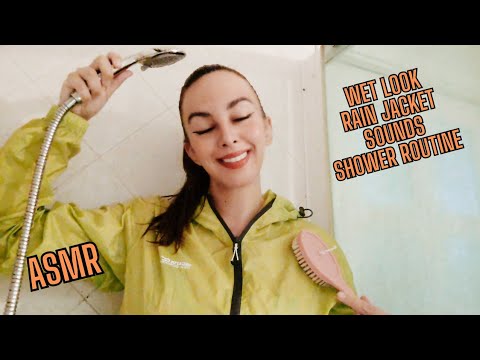 ASMR RAIN JACKET SOUNDS - WET LOOK - SHOWER ROUTINE - SHAMPOO