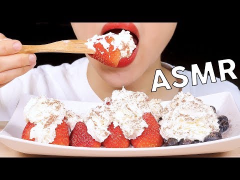 ASMR Strawberries&Whipped Cream 딸기+생크림 먹방🍓☁️