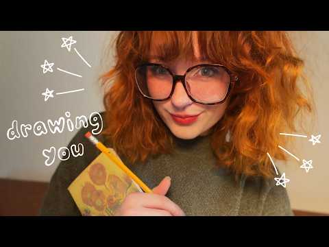 asmr mumbling and sketching 📐📝 drawing you with close inaudible / unintelligible whispers / speaking