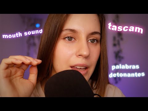 ASMR Cerca de la TASCAM 🎙️ (susurros, frases repetitivas, mouth sounds)