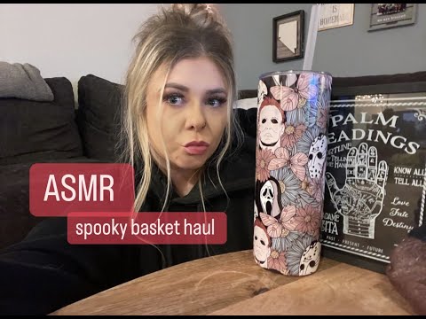 ASMR Spooky Basket Haul (gifted) | whispered, tapping, mouth sounds. 🍂🧡