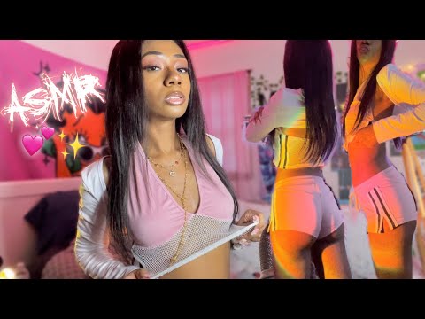 ASMR Pink Mini Tank Top and Shorts Fabric Scratching 🩷🤍✨