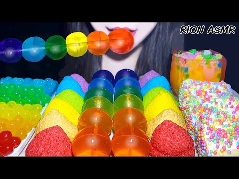 ASMR MUKBANG 먹방 咀嚼音 食べる音 EATINGSOUNDS NOTALKING RAINBOW DESSERTS POPPINGBOBA CREPE CAKE MARSHMALLOW