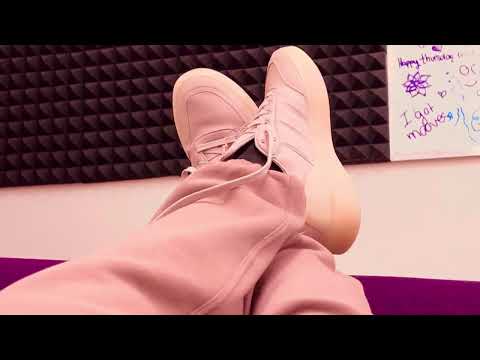 ASMR feet in running shoes at the office