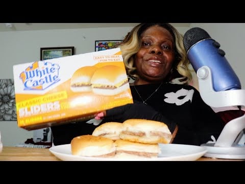 White Castle Cheese Burgers ASMR Eating Sounds