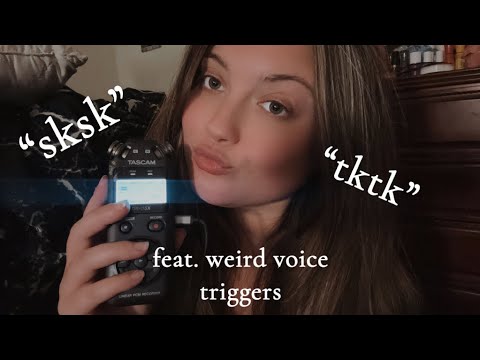 ASMR sksk & tktk +weird voice triggers/natural echo/pitch changing/humming+more