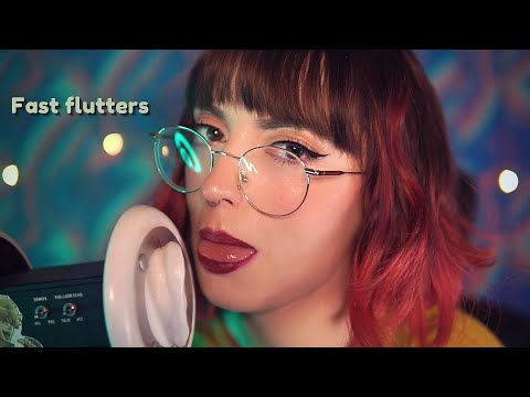 ASMR fast tongue flutters & mouth sounds with heavy delay - no talking