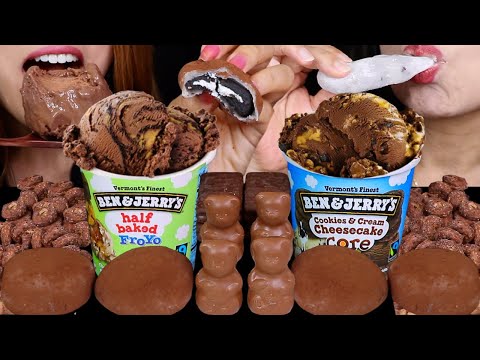 ASMR COOKIES & CREAM CHEESECAKE, CHOCOLATE FUDGE BROWNIE COOKIE DOUGH ICE CREAM, BIG CREAM MOCHI 먹방
