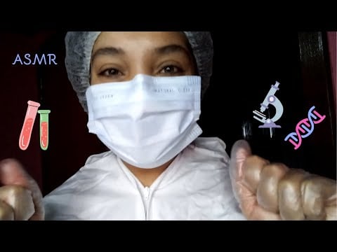 ASMR Laboratório - Fazendo exame de DNA| Sons de luvas, plásticos, potes... Você é o visitante
