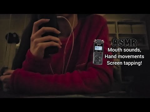 ASMR Mouth Sounds, Hand Movements & Screen Tapping w/ Tascam ♡