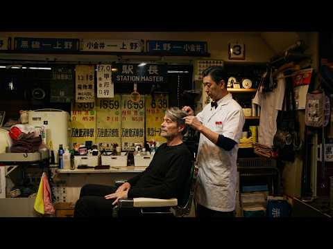 💈 Inside Japan's Incredible Train-Themed Barbershop | Scissor Haircut, Hair Wash & Massage 🇯🇵