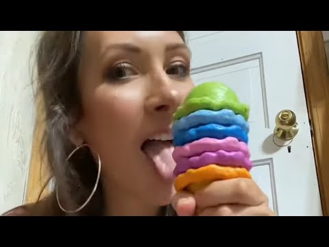 Asmr eating pretend ice cream cone 🍦