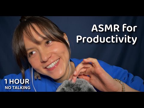 ASMR for Studying, Working, Relaxing (Mouth Sounds, Hair Brushing, Fuzzy Mic) | NO Talking, 1 HOUR