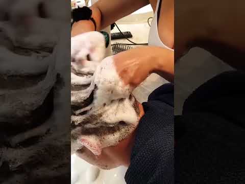 💈 Hungarian lady barber Petra from asmr foamy hair wash #hairwash #headscratching #asmrsounds