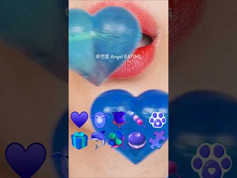 @AngelEATING777 asmr BLUE JELLY FOODS EMOJI 블루 젤리 이모지 먹방 eating sounds