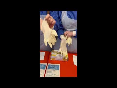 ASMR: putting on latex gloves with my Assistant - surgeon outfits (gown and apron)