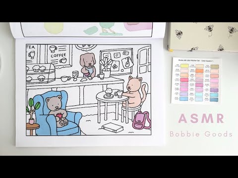 ASMR SUOMI | värityskirja ja höpöttelyä | Bobbie Goods Coloring book, Ohuhu markers asmr