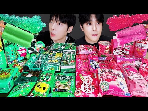 ASMR MUKBANG | 편의점 꿀젤리 그린 핑크 디저트 아이스크림 먹방 & DESSERT GALAXY HONEY JELLY CANDY