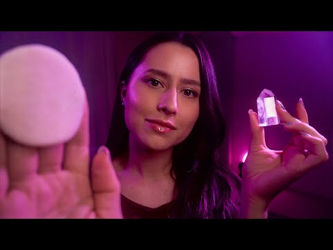 ASMR Personal attention for sleep, no talking 🌧 face brushing, crystal, massage, fabric, tktk, shsh