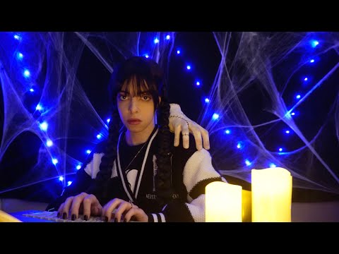 ASMR Wednesday’s Séance Gone Wrong 🕯️ | Typing, Page turning, Gentle Talking & Echoed Spell