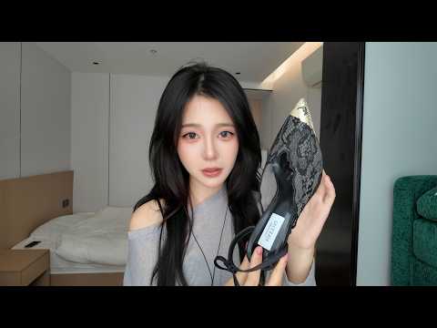 ASMR助眠｜4双蕾丝高跟鞋轻语试穿👠 敲击音+刮擦音+走路声🔊 沉浸式触发音让你3分钟入睡｜高跟鞋控必看