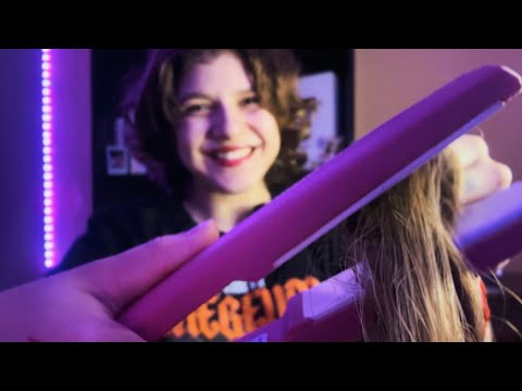 ASMR CABELEIREIRA PRANCHANDO SEU CABELO 💕