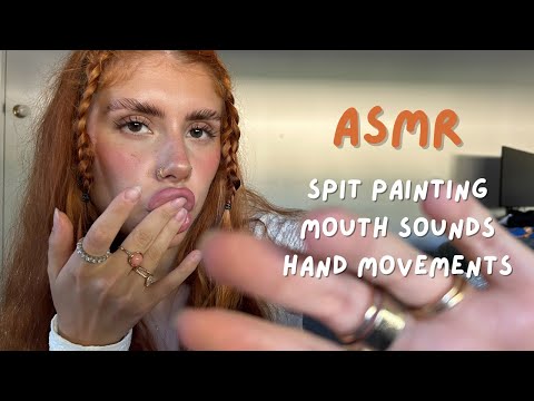 ASMR close up spit painting, mouth sounds and hand movements FOR SLEEP 😴