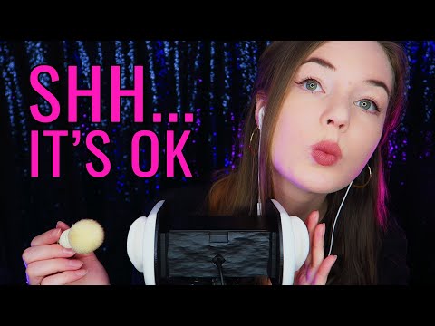 SUPER LAYERED KISSSES & Positive Affirmations ASMR - "Shh, It's Ok", Breathing in Ears, Ear Brushing