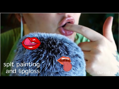 ASMR close up spit painting and lipgloss sharing - no talking