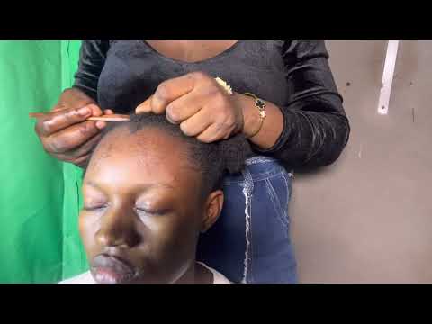 ASMR✨NO GUM, SOFT WHISPER SCALP SCRATCHING AND SHEA BUTTER APPLICATION ON MY COUSIN HAIR.