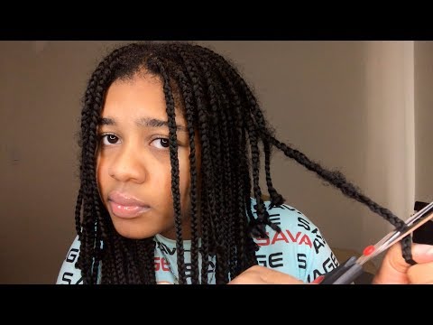 ASMR- REMOVING MY BRAIDS (Scalp Massage Scissor Sounds) 💇🏽‍♀️❣️